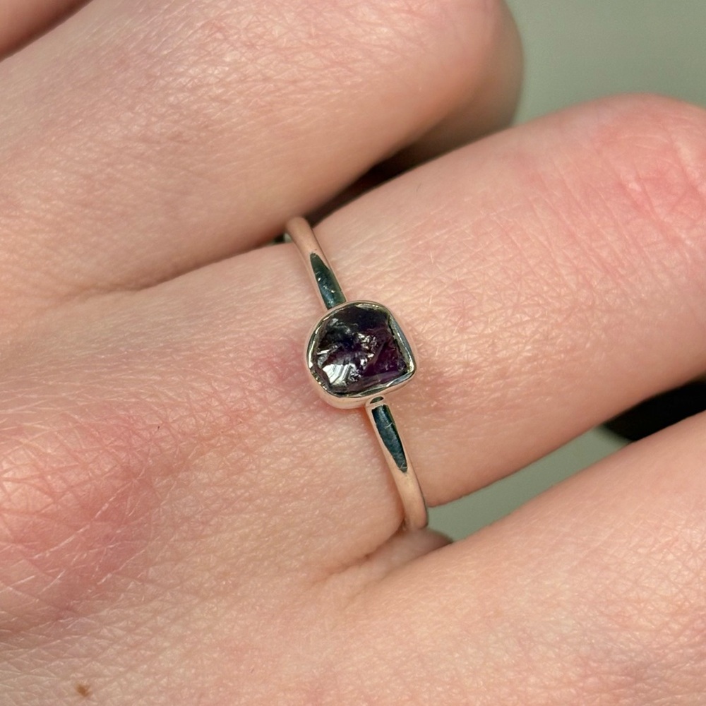 Sterling Silver Raw Cut Amethyst Ring